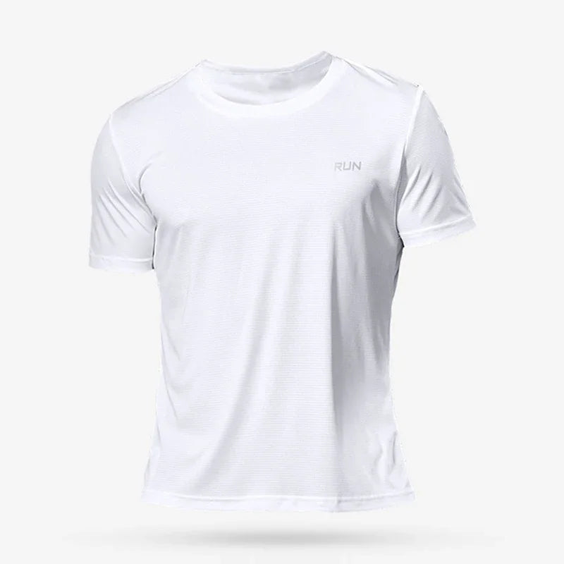 Camiseta masculina de alta qualidade, respirável, de secagem rápida, ideal para corrida, esportes e academia, confortável, de manga curta, casual e leve