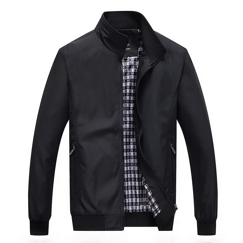 Tendência de Moda de Casacos Masculinos de Primavera e Outono Jaqueta Casual Cardigã Grande e Solto Jaqueta Estilo Pai de Meia-Idade Jaqueta de Beisebol